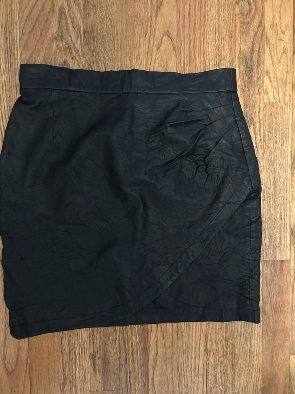 NWT Zadig and Voltaire Julipe Lamb Leather Black Mini Skirt with Wrap-Front